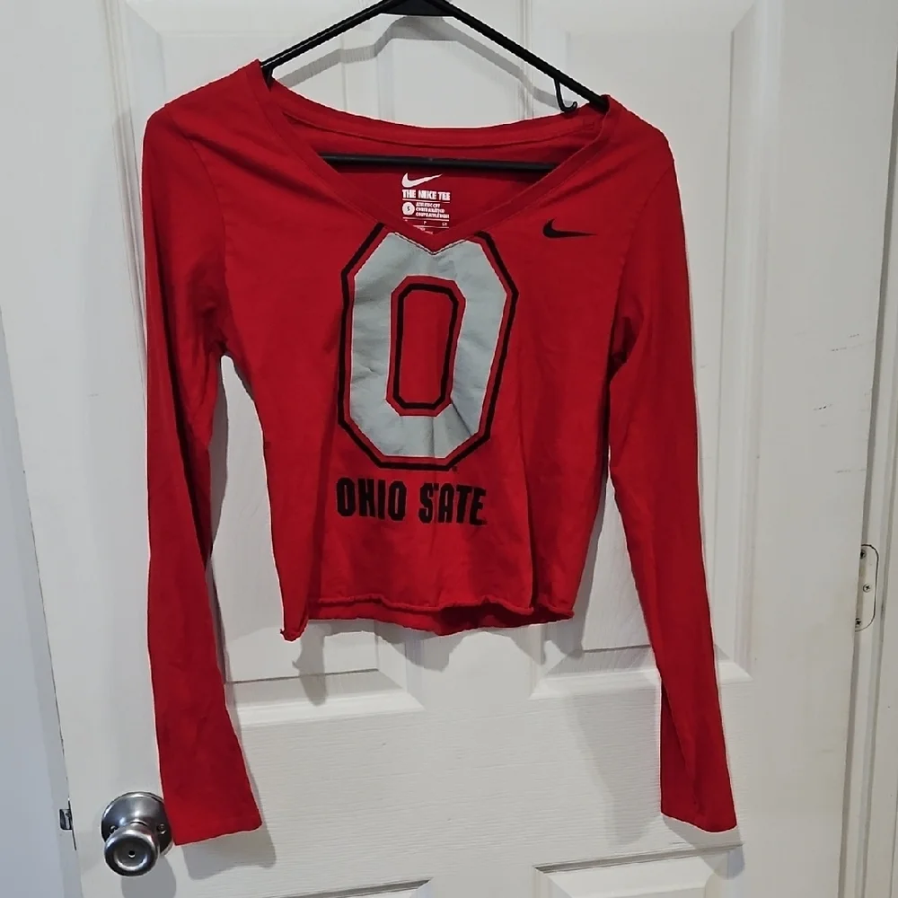 Nike Red Ohio State Cropped Long Sleeve Tee Size‎ Small